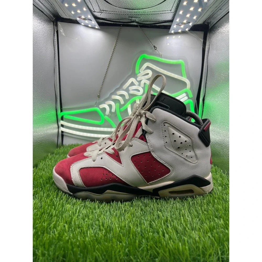 Nike Air Jordan‎ 6 Retro Carmine Red White GS Shoes Size 6.5Y W 8 384665-106